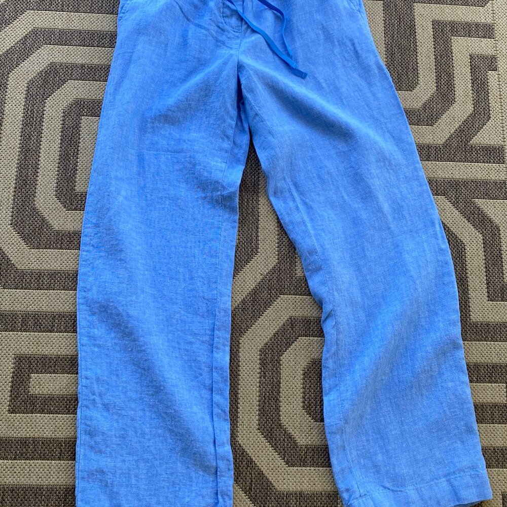 New Talbots Blue Linen Pants Small